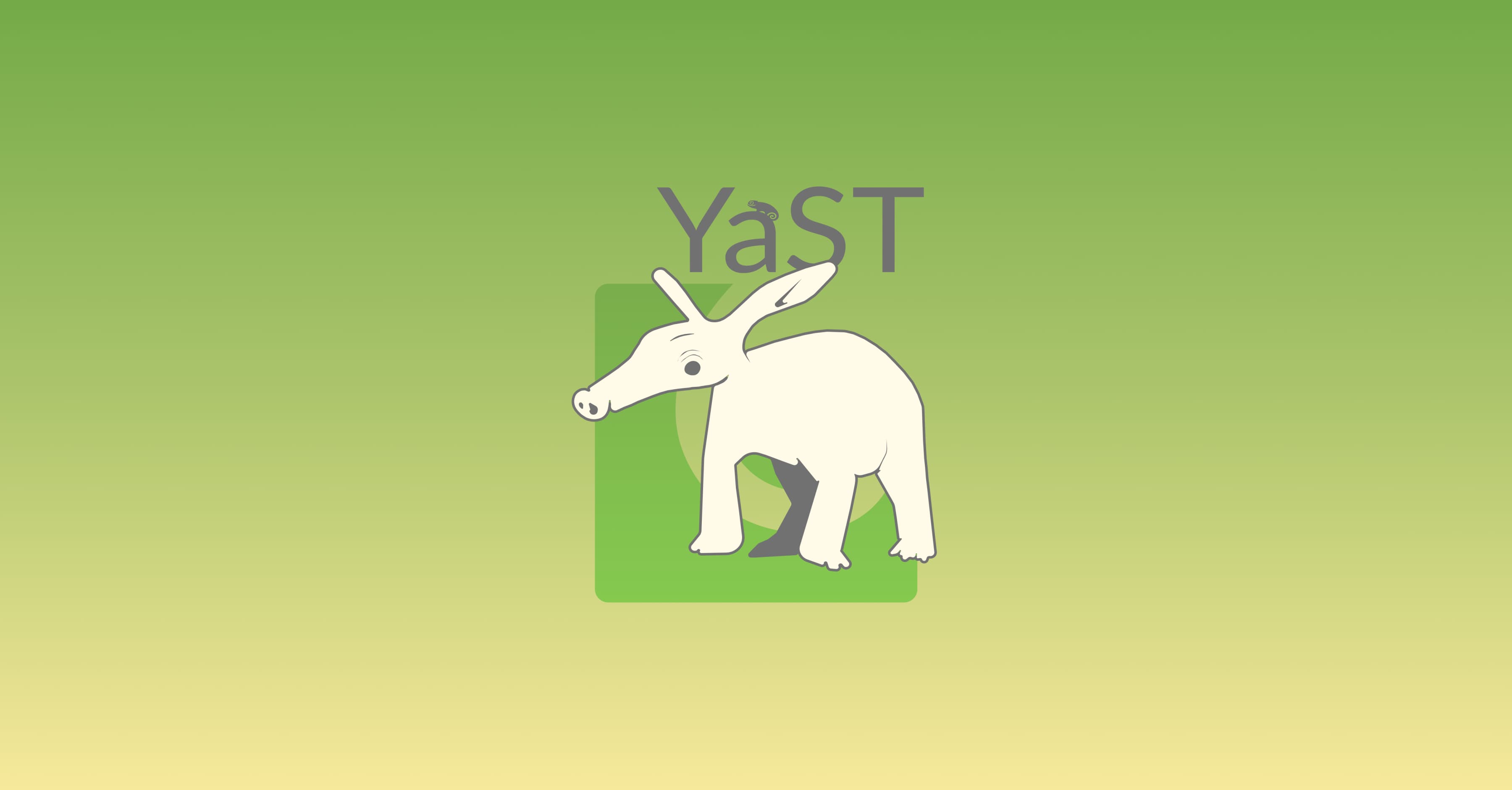 Mascota del gestor de paquetes de OpenSUSE, Yast, con fondo verde lima. Ilustración por Danilo Arancibia