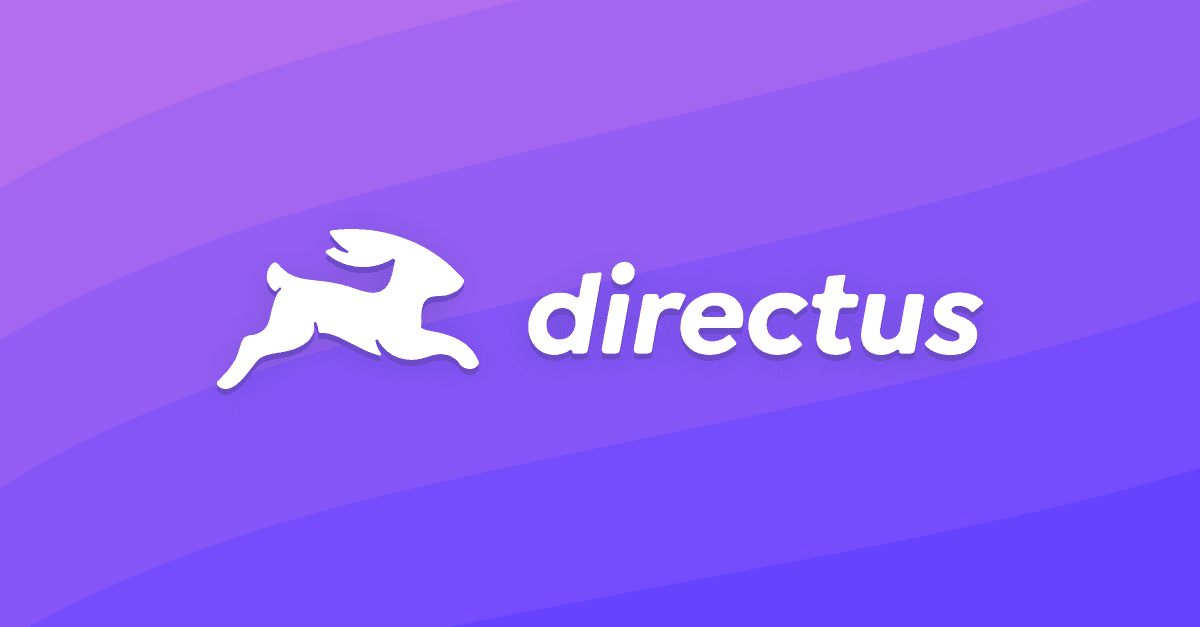 Logo de Directus con fondo lila y líneas onduladas